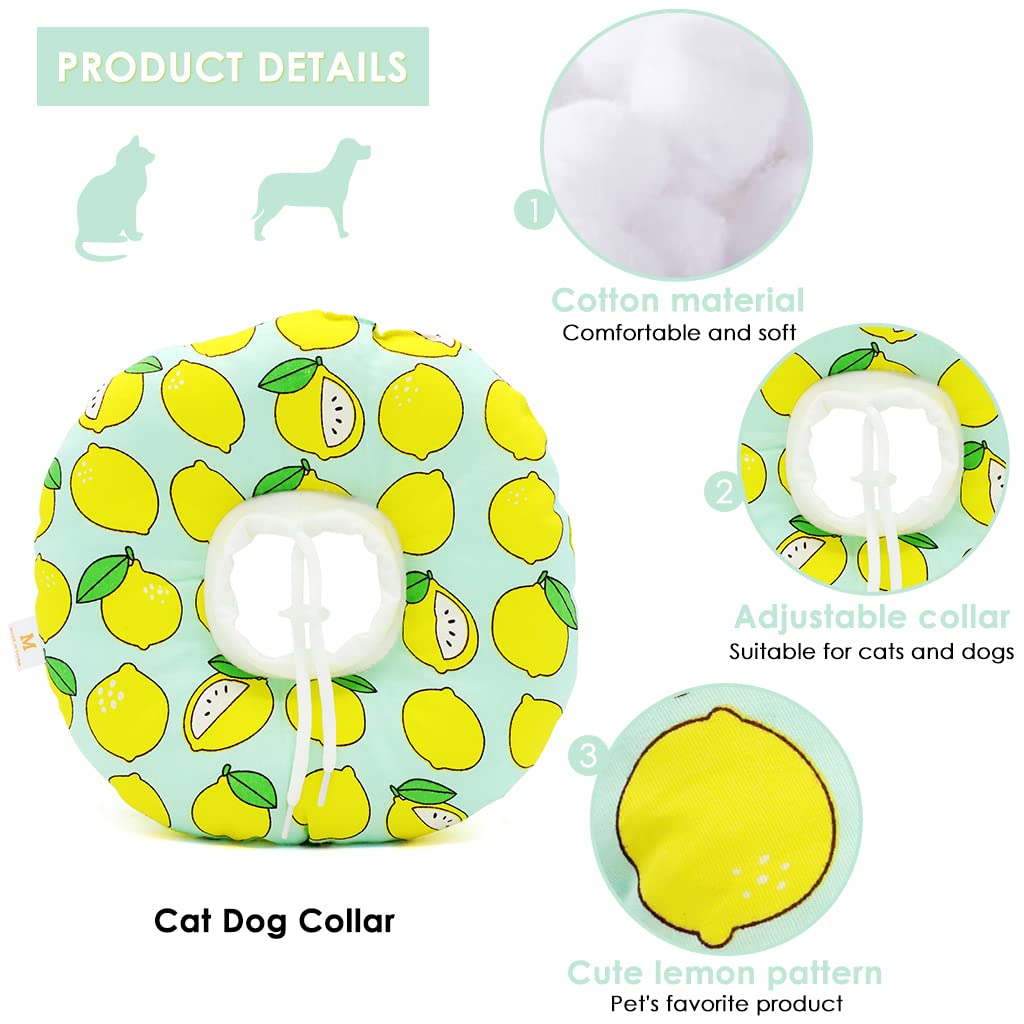 Cat Cone Collar Comfy & Soft Stuffed PP Cotton Adjustable Size Machine Washable, After Surgery for Anti-Licking Dog E Collar,Surgery Recovery Collar for Pet (M:16-29cm)