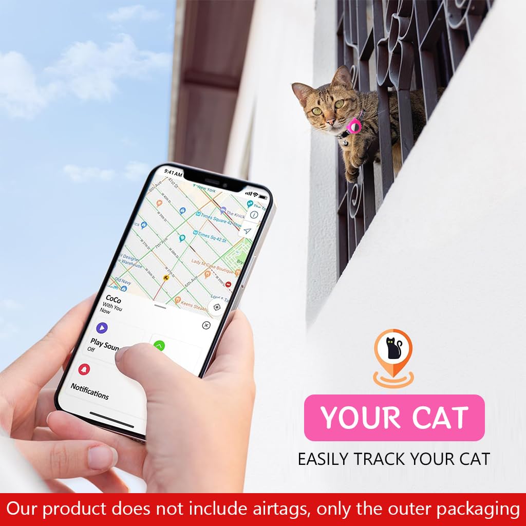 Qpets Cat Collar with Silicone Airtag Holder featuring Quick Release Bell and Adjustable 8.6–10.8 in Fit | Pink for Kittens