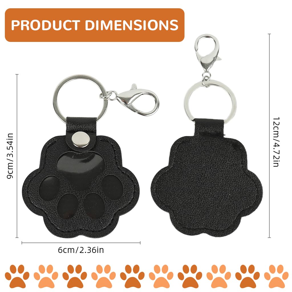 Qpets Pet Fur Storage Pocket Keychain with Clear Claw Window & Metal Clasp | Black PU Remembrance Gift