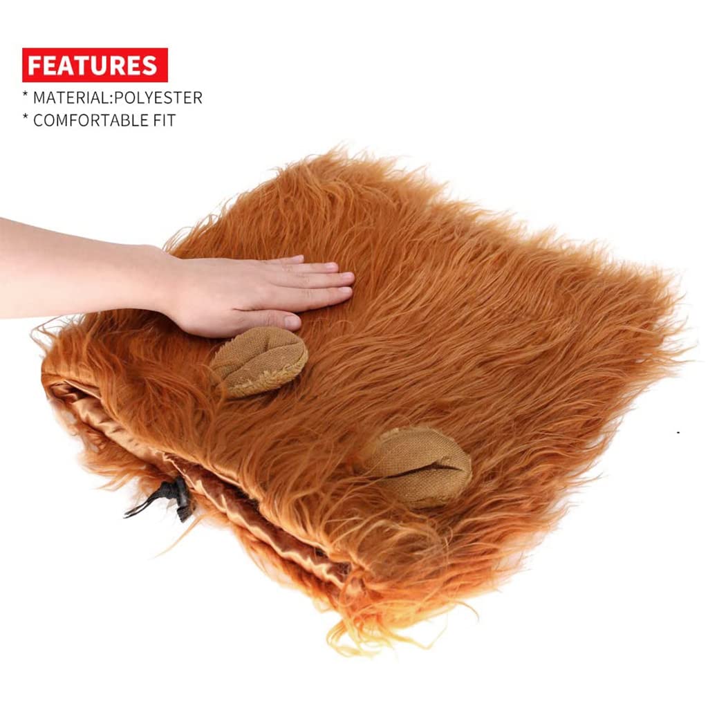 Qpets Dog Lion Mane for Halloween and Festival Parties with Faux Hair Ears | Fits Up to 74cm