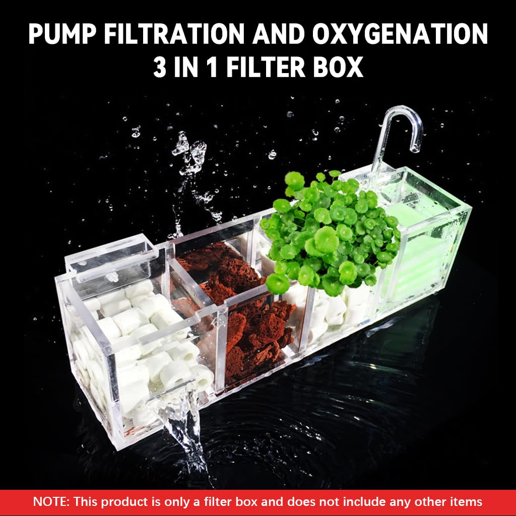 Qpets Acrylic Fish Tank Filter Box for Small and Medium Aquariums