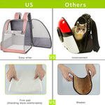 Qpets® Breathable Cat Bag Carrier Backpack Combo, Expandable Pet Travel Cage for Small Cats Dogs, Hot Weather Backpack Design, Grey & Pink, Versatile for Travel, Outdoor, Vet, Everyday Use