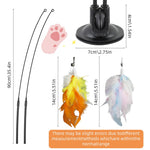 Qpets Cat Feather Toy for Interactive Play with Dual-Wire Wand and Suction Cup Base 2 PCS