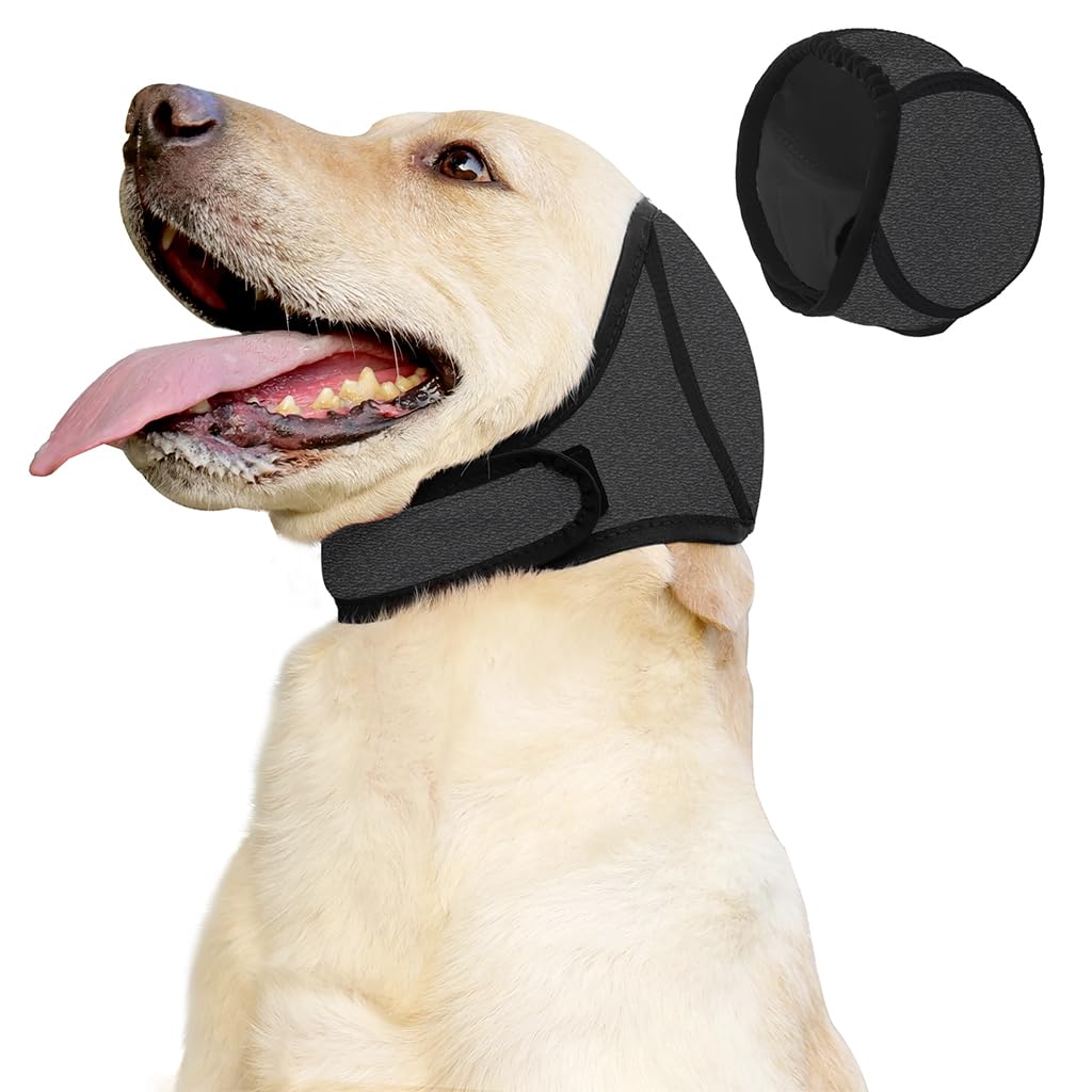 Qpets Calming Ears Cover for Dogs with Adjustable Chin Strap | Noise Reduction and Comfort