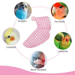 Qpets Bird Clothes for Winter with Snap Button Closure and Pink Checkered Plush Cloak | Cozy Hooded Coat for Parrots