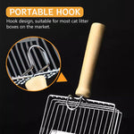 Qpets Cat Litter Scoop for Fast Cleaning with 2 Sifter Holes 3–10mm | Metal and Wooden Handle