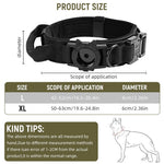 Qpets Tactical Dog Collar with AirTag Holder for Large Dogs 42‑52cm featuring Handle & D Ring
