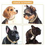 Qpets Dog Collar Chain for Large Dogs with Secure Clasp and Rhinestone Metal Links 60cm