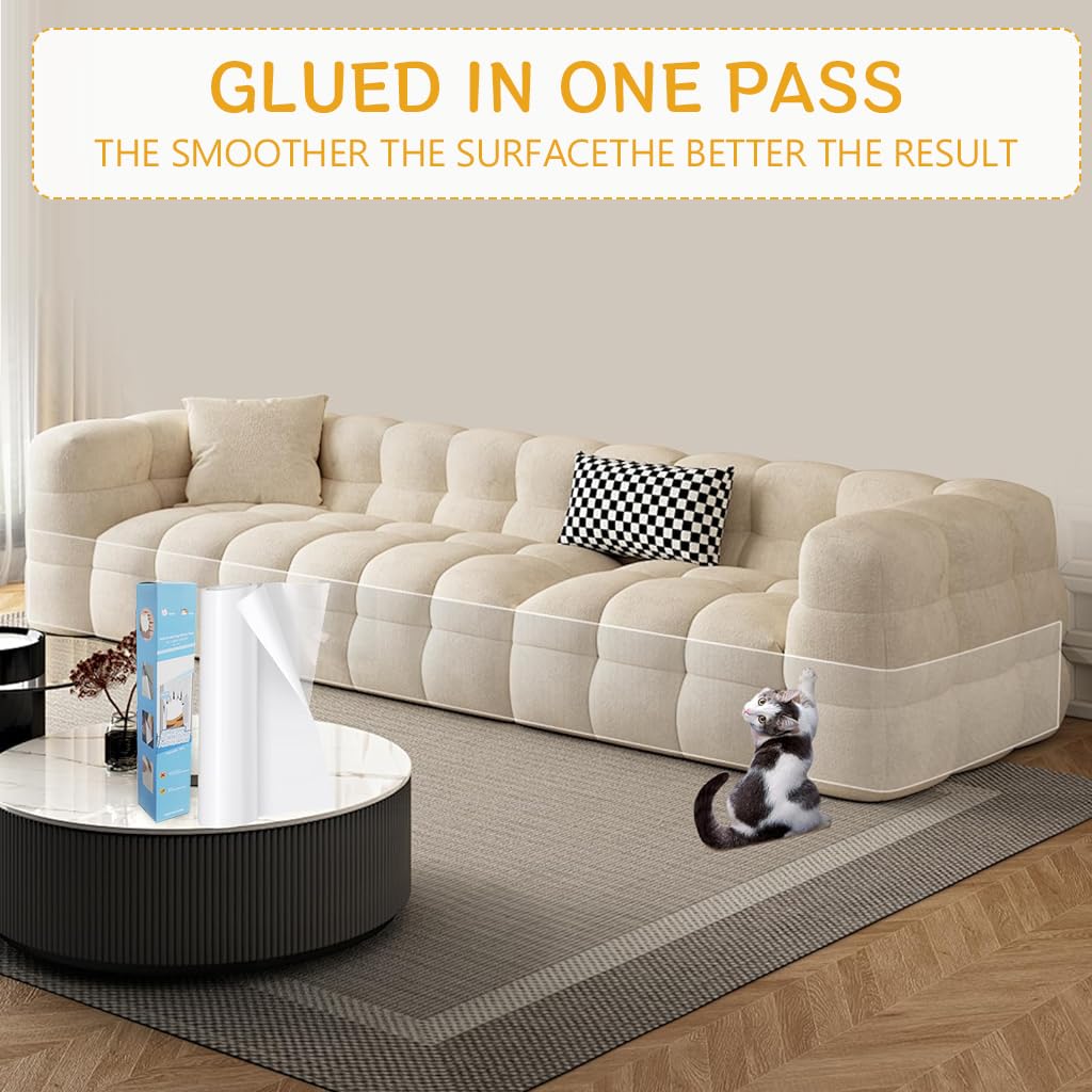 Qpets Leather Couch Protector Sticker for Cat Scratch Prevention with 30x300cm Transparent Self-Adhesive Film | Safe for Furniture and Pets