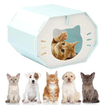 Qpets Cat House with Openable Roof and Scratcher Mat, 42x36x30cm BPA-Free PP | Octagon Design