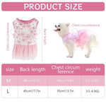 Qpets Dog Girl Dress for Small Breeds with Lace Skirt and Pink Flower Design | Chest 30cm