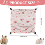 Qpets Cute Strawberry Hammock for Small Pet Cages with 4 Quick Snap Buckles 28x28 cm | Polyester Hanging Bed for Guinea Pigs Ferrets Hamsters and Hedgehogs
