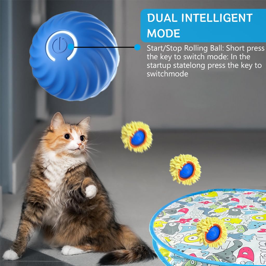 Qpets Cat Ball Toy for Active Play with 27.5 Inch Folding Tent and USB Rechargeable Design
