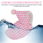 Qpets Bird Clothes for Winter with Snap Button Closure and Pink Checkered Plush Cloak | Cozy Hooded Coat for Parrots