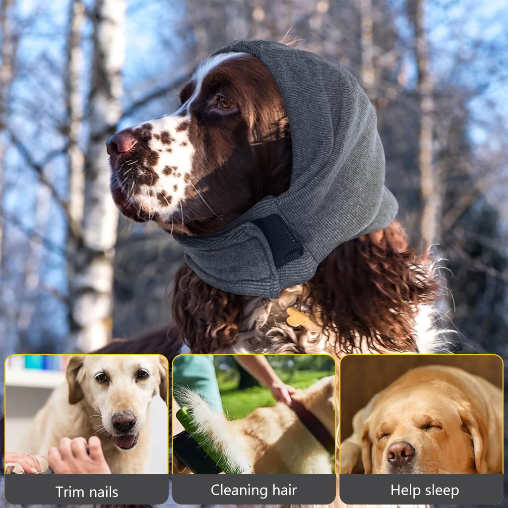 Dog Headgear, Dog Hoodie Head Cover, Winter Comforting Warm Wrap Ear Dog Neck Scarf, Post-Surgical Ear Care Soothing Headband Prevent Thunder/Prevent Scare (M)