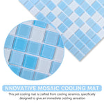 Qpets Cat Cooling Mat for Small Pets featuring Cooling Ceramics 30x30 cm Blue Mosaic Design