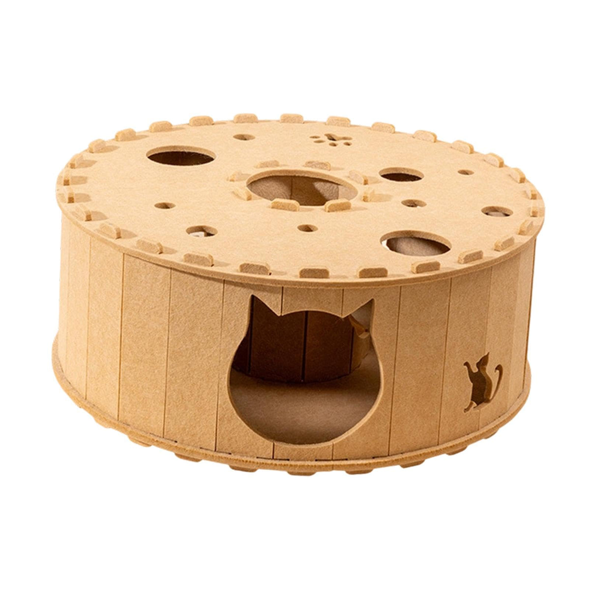 Qpets® Generic Pet Cat Tunnel Bed Nest Hideout Tube for Kitten, Hamster, Bunny Indoor Cats, Brown-Khaki