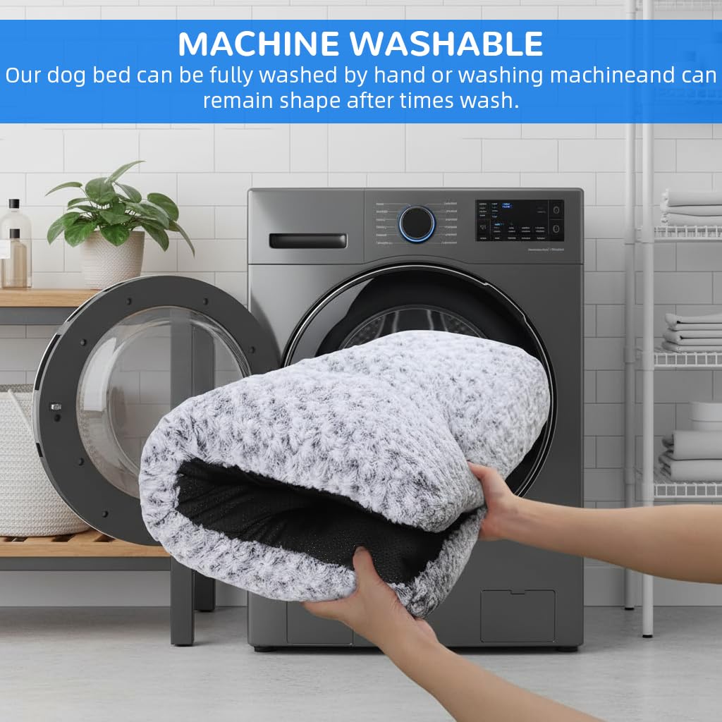 Qpets Dog Bed for Winter Comfort with Thermal Insulation and Waterproof Anti Slip Bottom | 2XL Plush Rose Pattern Mat