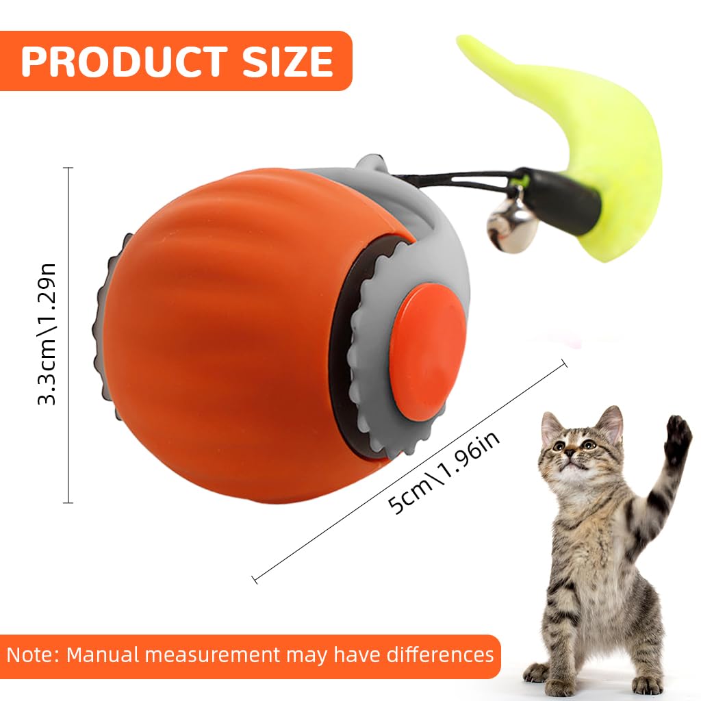 Qpets Electric Automatic Rolling Cat Ball Toy with Teasing Tail & Bell | USB Rechargeable 2 PCS