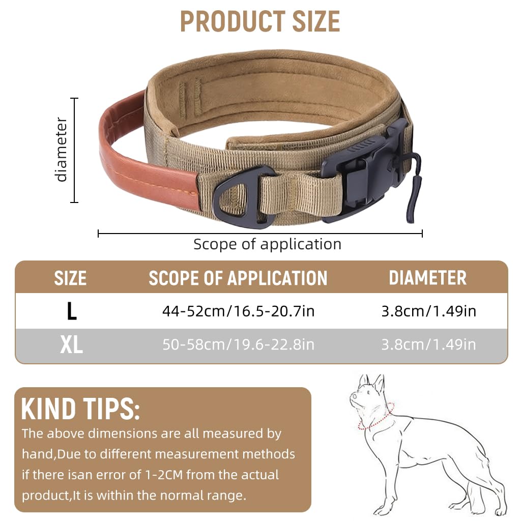 Qpets Dog Collar for Large Breeds with D Ring & PU Handle featuring 3.8cm Nylon Strap | Reflective Safety Training Collar
