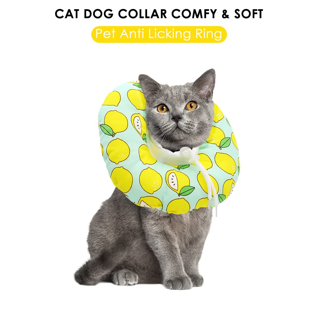 Qpets Cat Cone for Post Surgery Recovery with Adjustable Drawstring Fit 26–36cm | Soft Waterproof Polyester Collar for Cats