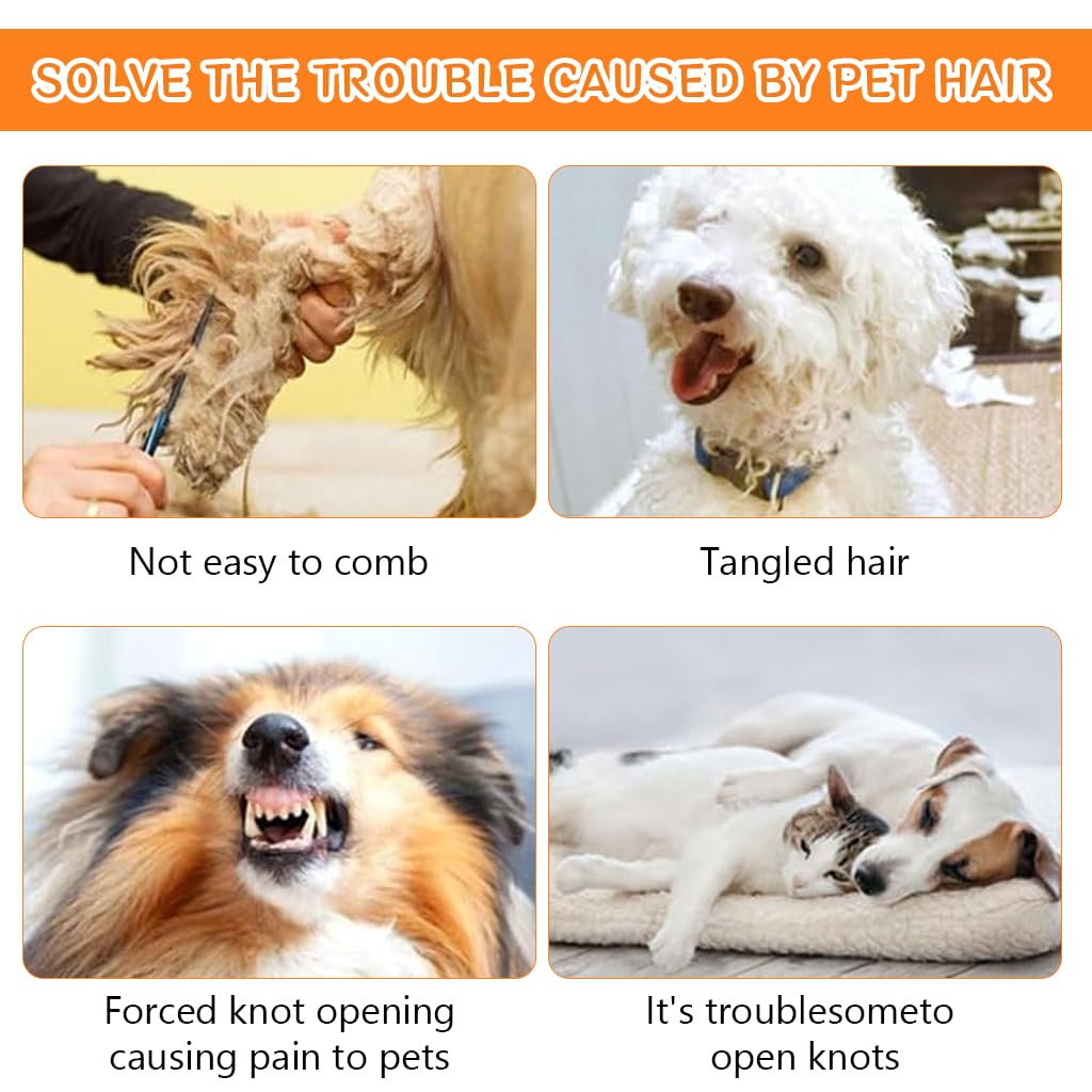 Qpets Pet Knotting Comb for Dogs Cats and Rabbits with Ergonomic Non Slip Handle | Gentle Detangling Grooming Tool