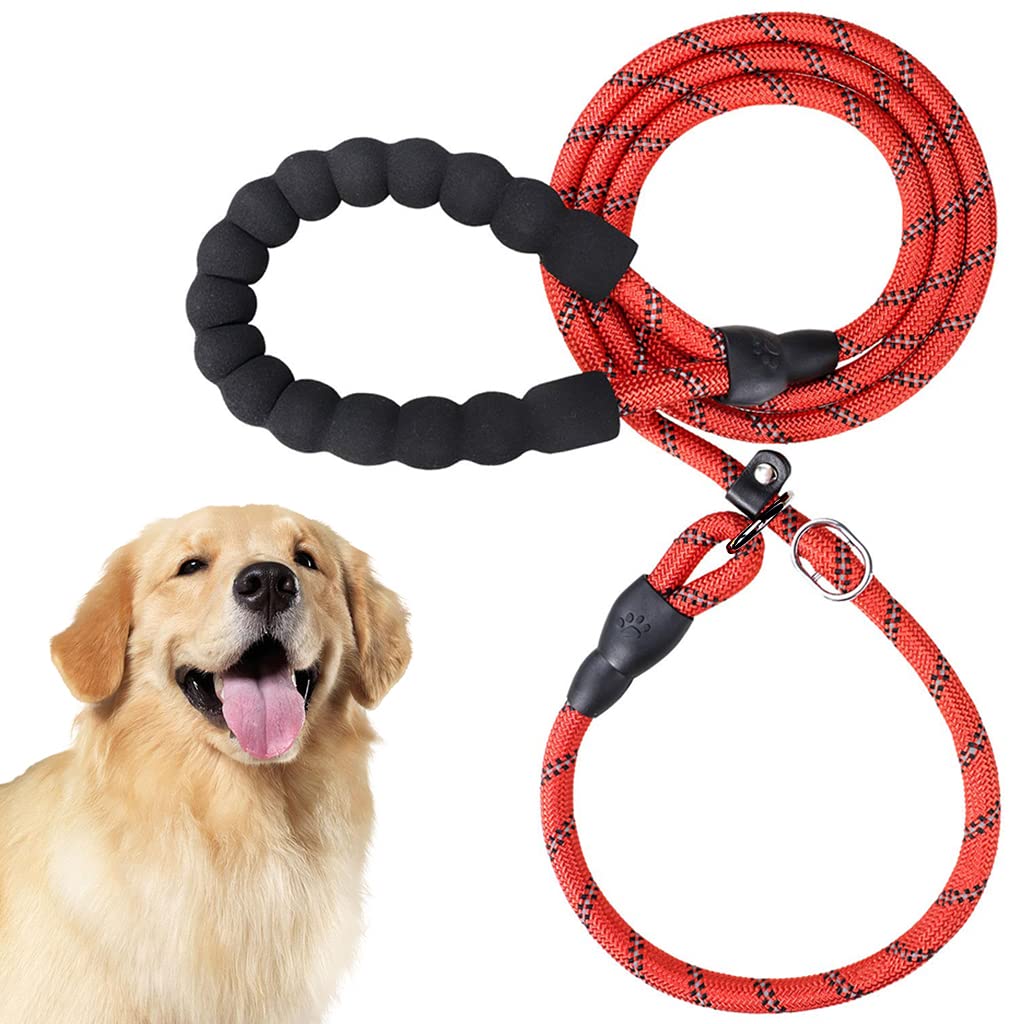 Qpets Dog Leash for 33-60 lbs Medium Large Breeds featuring Quick Release and Nylon Handle | 5.5 ft Iron Chain