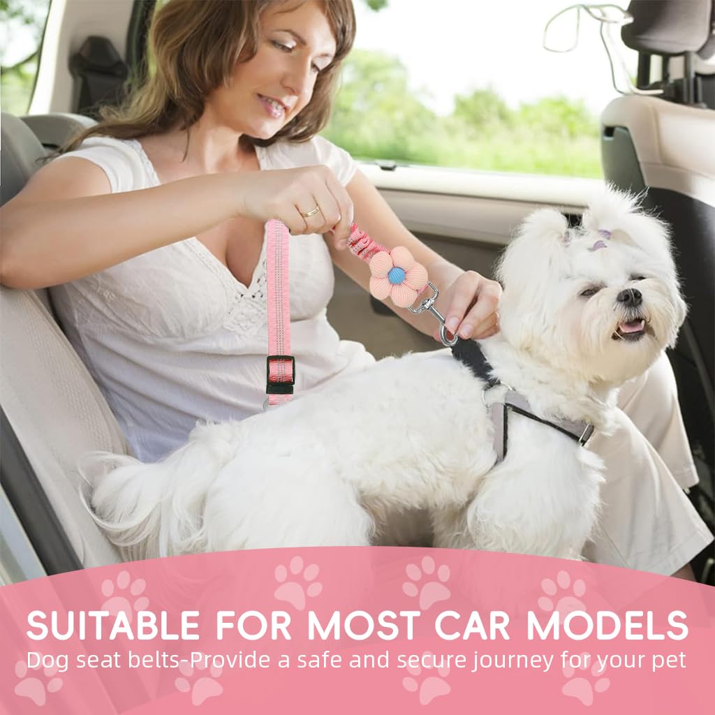 Qpets Dog Car Seatbelt for Safe Road Trips featuring 360° Swivel Metal Clasp and Adjustable Nylon Strap