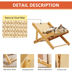 Qpets Cat Scratcher Bed for Relaxation and Furniture Protection with Adjustable Height | 23.6 x 15.7 x 3.9 in Sisal Hemp Wooden Chair