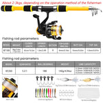 Qpets Fishing Rod Combo for Beginners featuring 1.8M Telescopic Carbon Fiber Rod | Travel Kit