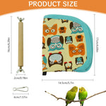 Qpets Bird Perch for Cage with 13x20cm Wooden Stick and Triangle Roof Hut | Hanging Swing Hide Cave