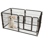 Qpets Dog Playpen for Indoor Use featuring 6 Panels 50x50cm with Door and Metal Grid Design