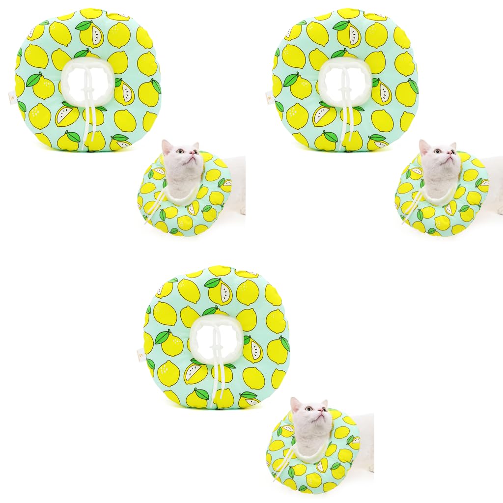 Qpets Cat Cone Collar for Cats and Small Dogs with Adjustable 12–22cm Neck | 3PCS Soft PP Cotton Protective E-Collar