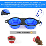 Qpets Dog Bowl for Travel and Hiking featuring 2 in 1 Bifold Design with Carabiner | Food Grade Silicone