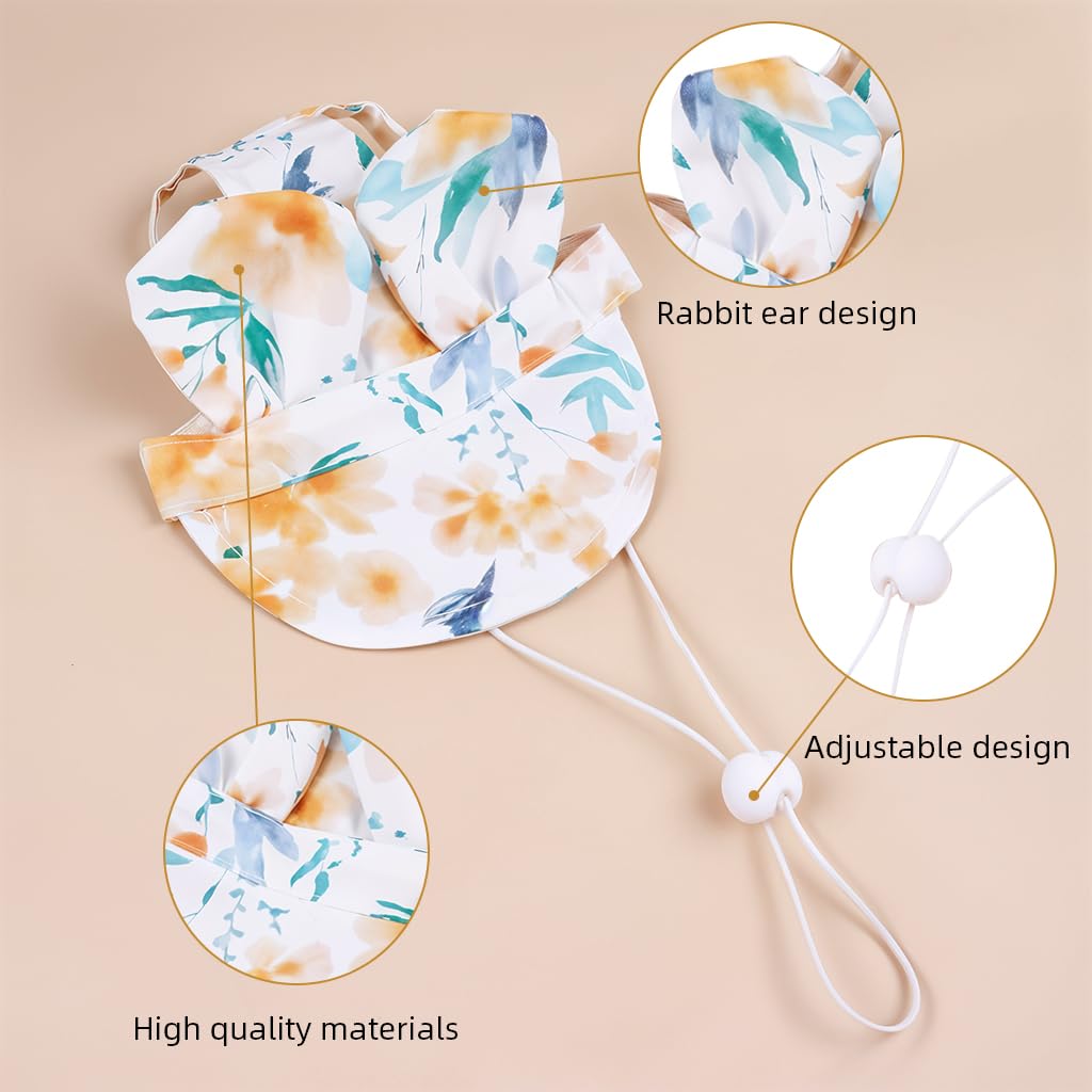 Qpets Dog Sun Visor Hat with Bunny Ears for Small and Medium Dogs | Polyester Pet Sun Protection