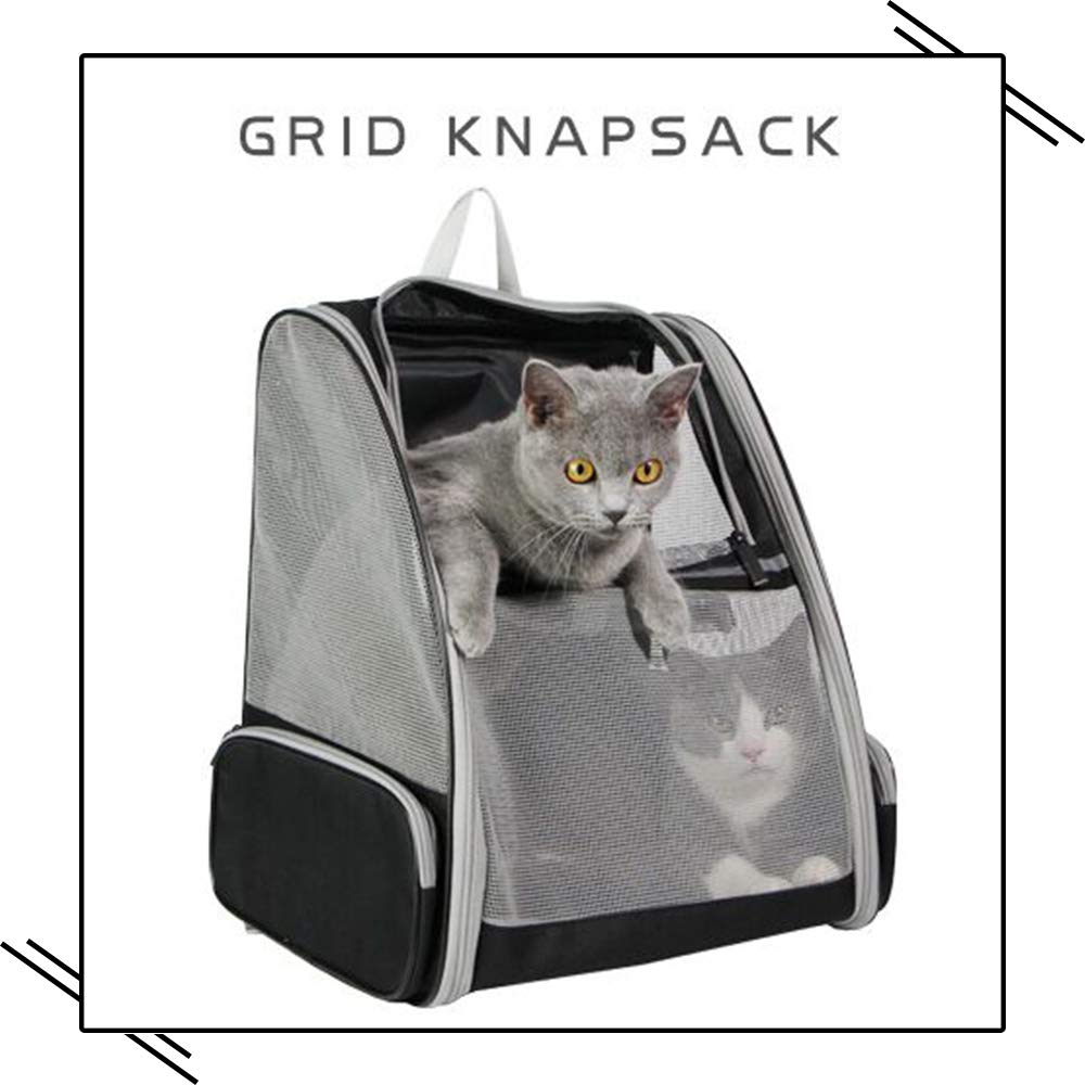 Breathable Design Cat Bag Carrier Backpack for Hot Weather, Expandable Cat Dogs Cage, Cat Bag, Backpack Design Pet Travel Carrier Pet Case for Small Pets (Grey)