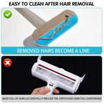 3 in 1 Pet Hair Remover Brush with 2 Intergrated Cleaning Brushes Long Handle Dust Cleaning Roller for Sofa, Carpet, Couch, Bed Sheet, Reusable Pet Hair Remover Brush Easy to Clean