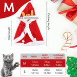Qpets Christmas Cat Clothes for Parties with Adjustable Drawstring Hat and Soft Plush | Neck 37 cm