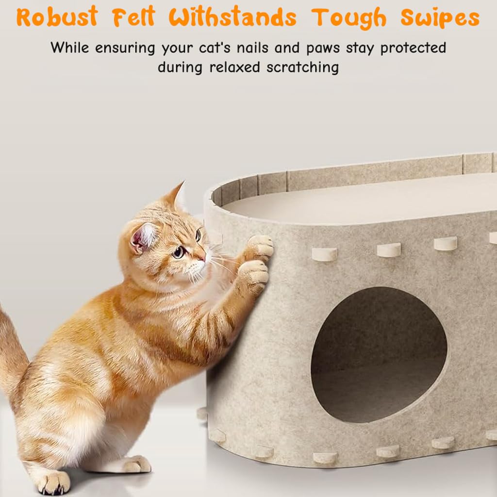 Qpets Cat House for Indoor Cats featuring Three‑Piece DIY Assembly and Oval Open Design 58x33x30cm