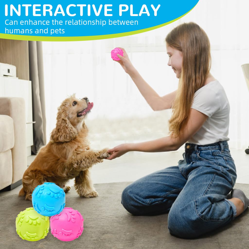 Qpets Dog Ball Toys for Fetch Play with 2.5 in Squeaky Design and TPR Material | 3 Pack