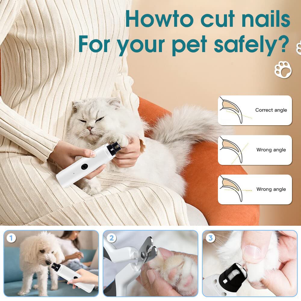 Dog Nail Grinder Professional Nail File Pet Nail Trimmer Stepless Speed Regulation Pet Nail Grinder Electric Nail File for Large Medium Small Dogs and Cats