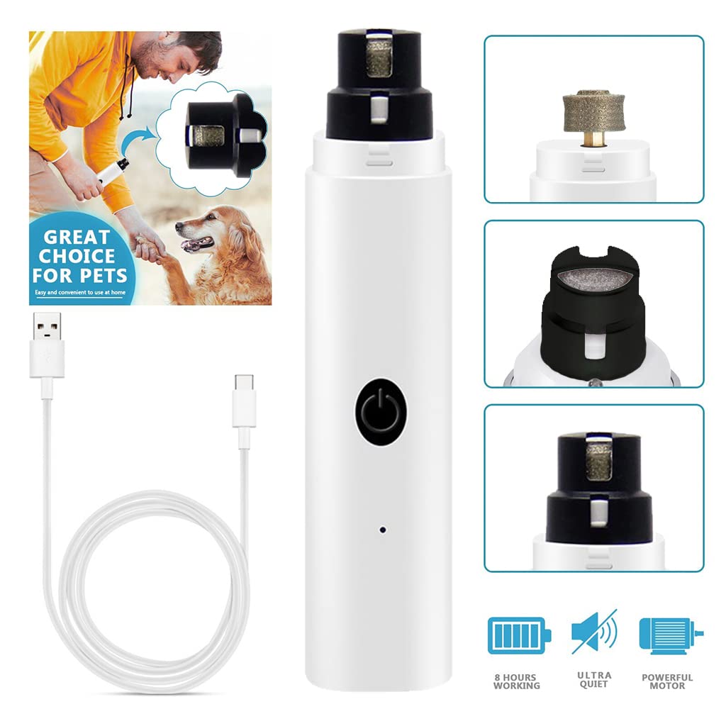 Qpets Dog Nail Trimmer with LED Light featuring 2 Speed 7000 RPM Motor and Diamond Grinder | Rechargeable USB Pet Grooming Tool