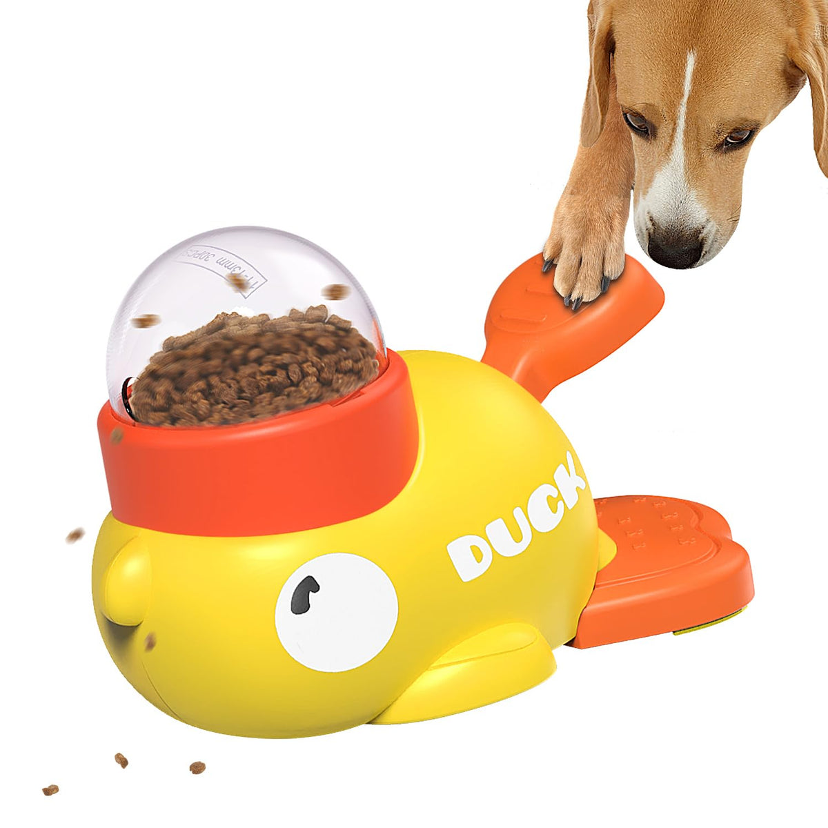 Qpets® Dog Puzzle Toy Cartoon Dog Food Dispenser Pet Snack Dispenser Toy Dog Puzzle Brain Training Slow Feeding Trainer Toy Foot-on Food Dispenser Toy