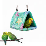 Qpets Parrots Nest for Cage with Screw Mounting and Soft Green Plush Interior 17x14x16cm | Washable Cozy Home for 2 Budgies