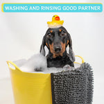 Qpets Dog Bath Towel for Quick Drying Pets with Pockets featuring Microfiber Chenille 80×35cm