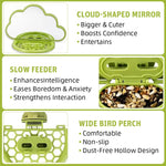 Qpets Parrot Mirror Toy for Cage with Food Box 18.5x9x14cm featuring Clip-on Design | Cloud Shape Interactive Play for Parakeet and Cockatiel