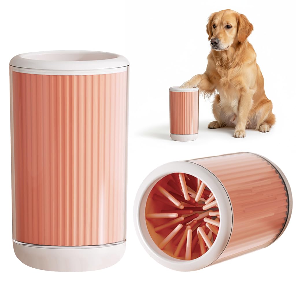 Qpets® Dog Paw Cleaning Cup, Portable Dog Paw Washer with Soft TPR Bristles Design, 360 ° Rotation Cleaning Cup Removes Mud & Dirt After Walks for Cat & Dog Paws