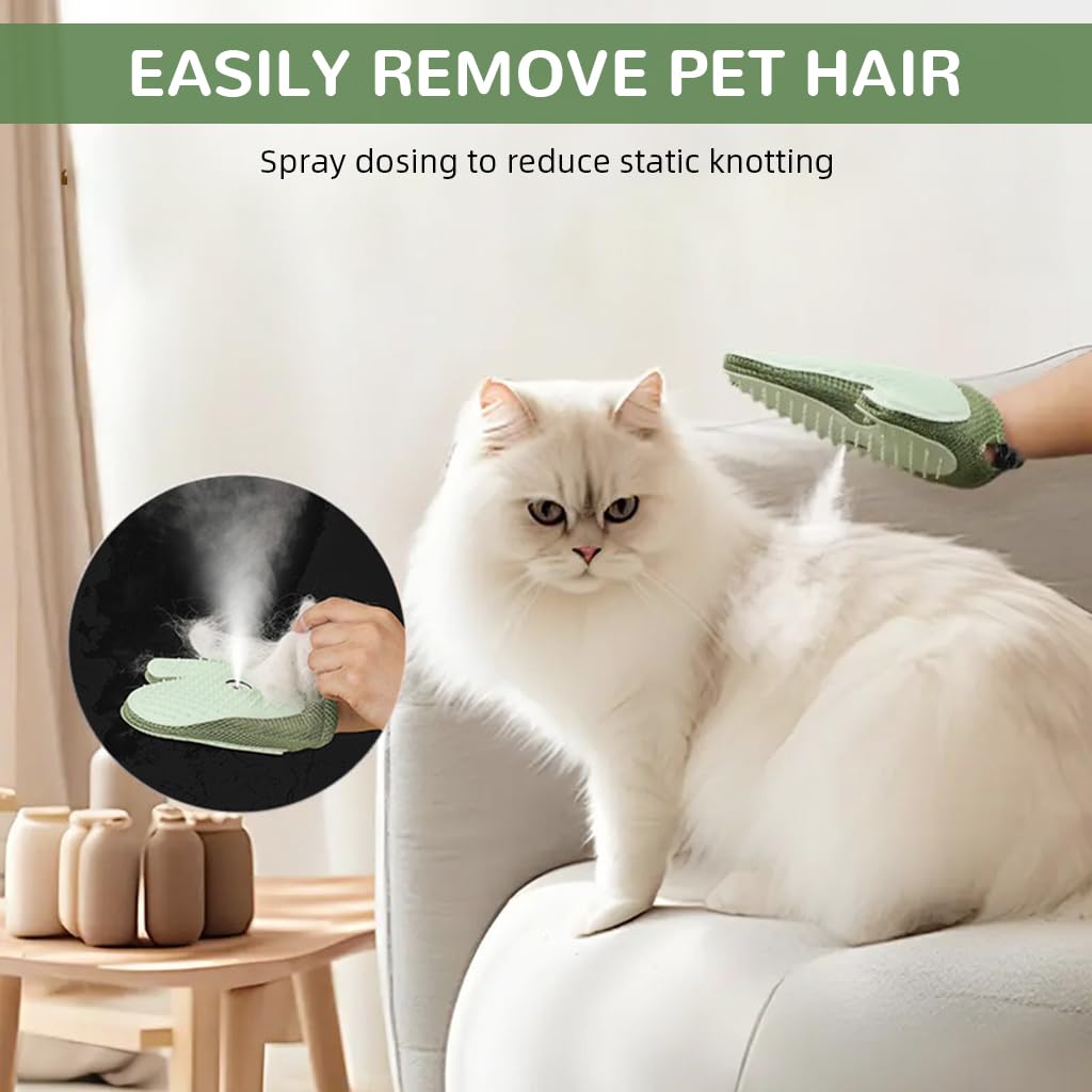 Qpets Pet Hair Removal Gloves for Dogs and Cats with 238 Silicone Bristles | 40°C Steam Grooming Mitt