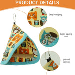 Qpets Bird Perch for Cage with 13x20cm Wooden Stick and Triangle Roof Hut | Hanging Swing Hide Cave