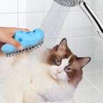 Qpets Pet Bathing Brush for Dogs and Cats with Rotatable Handle and Massage Nubs | Silicone Grooming Tool